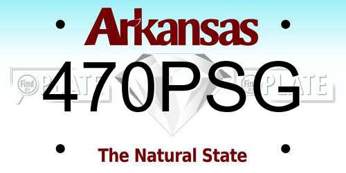 470PSG Arkansas License Plate