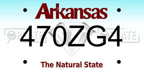 470ZG4 Arkansas License Plate