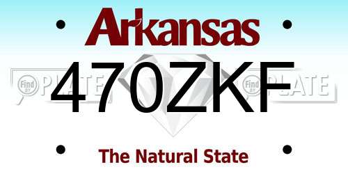 470ZKF Arkansas License Plate
