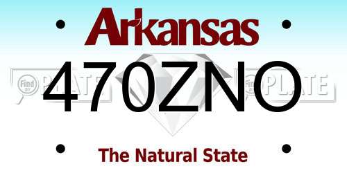 470ZNO Arkansas License Plate