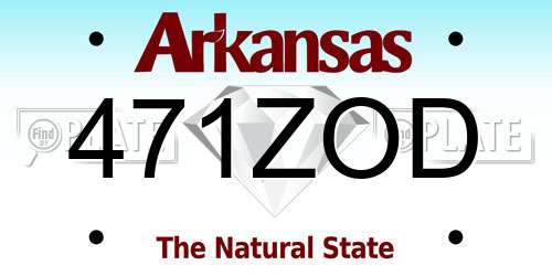 471ZOD Arkansas License Plate