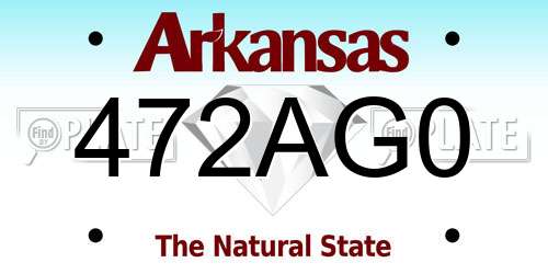 472AG0 Arkansas License Plate