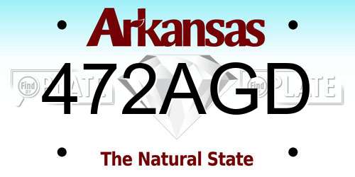 472AGD Arkansas License Plate