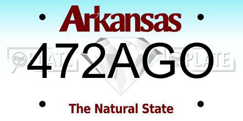 472AGO Arkansas License Plate