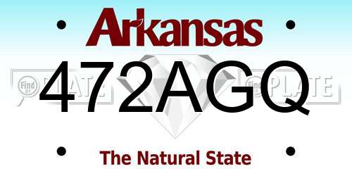 472AGQ Arkansas License Plate