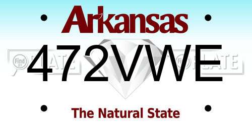 472VWE Arkansas License Plate