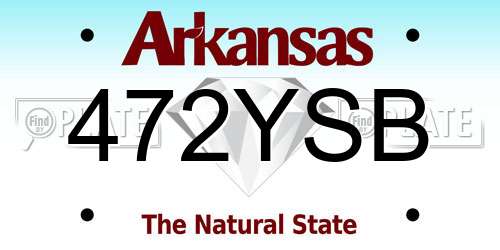 472YSB Arkansas License Plate