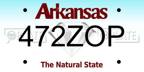 472ZOP Arkansas License Plate