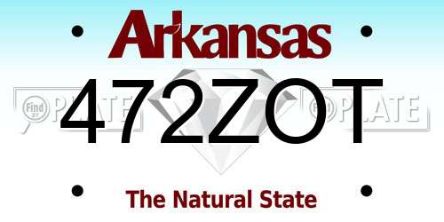 472ZOT Arkansas License Plate