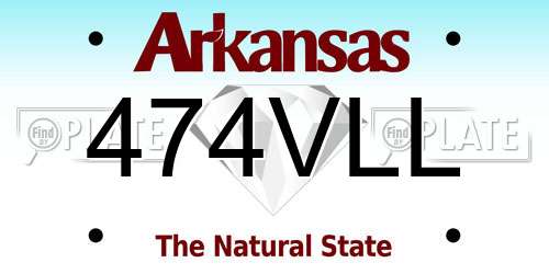474VLL Arkansas License Plate