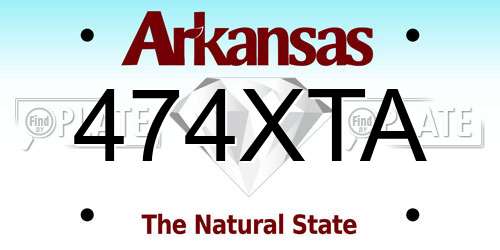 474XTA Arkansas License Plate