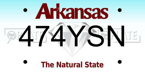 474YSN Arkansas License Plate