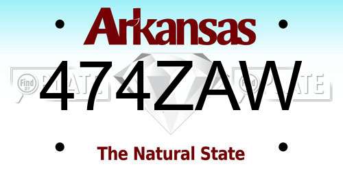 474ZAW Arkansas License Plate
