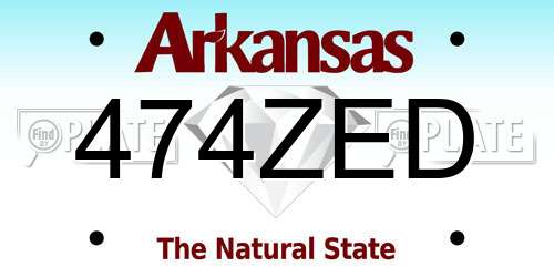 474ZED Arkansas License Plate