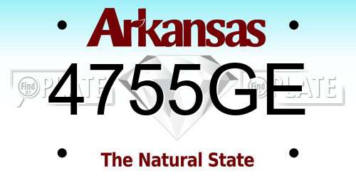 4755GE Arkansas License Plate