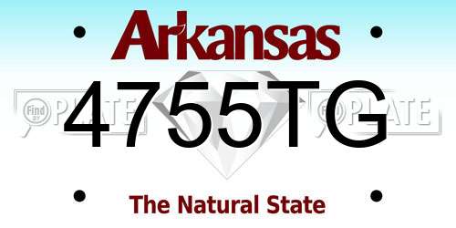 4755TG Arkansas License Plate