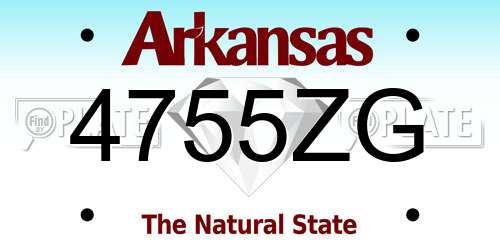 4755ZG Arkansas License Plate