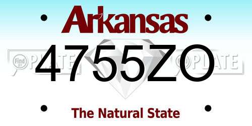 4755ZO Arkansas License Plate