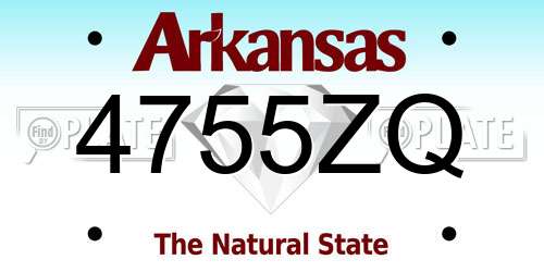 4755ZQ Arkansas License Plate