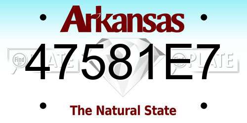 47581E7 Arkansas License Plate