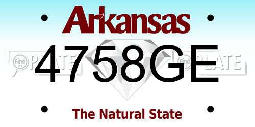 4758GE Arkansas License Plate
