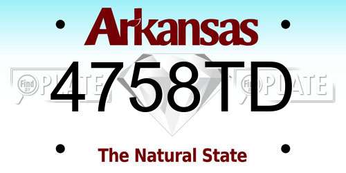 4758TD Arkansas License Plate