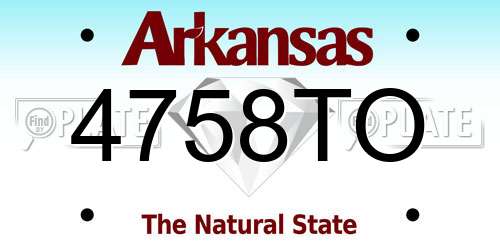4758TO Arkansas License Plate