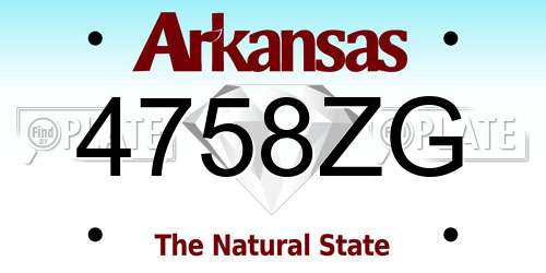 4758ZG Arkansas License Plate