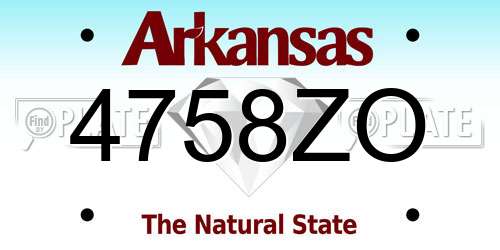 4758ZO Arkansas License Plate