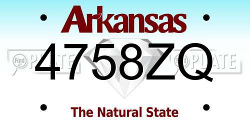 4758ZQ Arkansas License Plate
