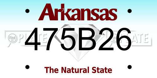 475B26 Arkansas License Plate