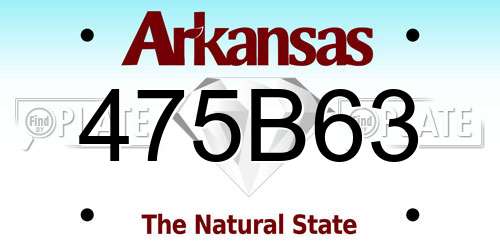 475B63 Arkansas License Plate