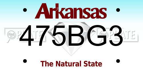 475BG3 Arkansas License Plate