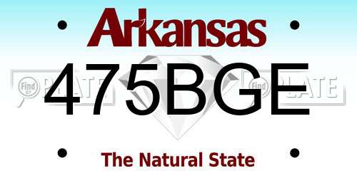 475BGE Arkansas License Plate