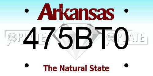 475BT0 Arkansas License Plate