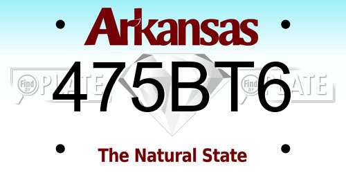 475BT6 Arkansas License Plate