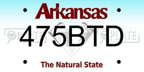 475BTD Arkansas License Plate