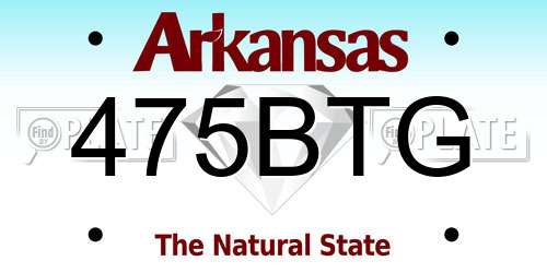 475BTG Arkansas License Plate