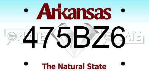 475BZ6 Arkansas License Plate