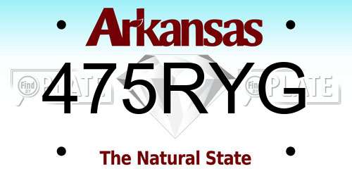 475RYG Arkansas License Plate