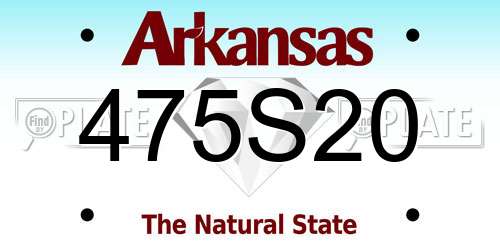 475S20 Arkansas License Plate