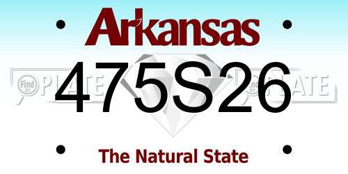 475S26 Arkansas License Plate