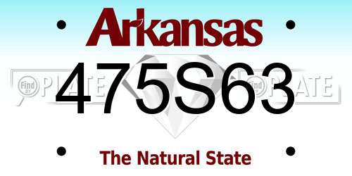 475S63 Arkansas License Plate