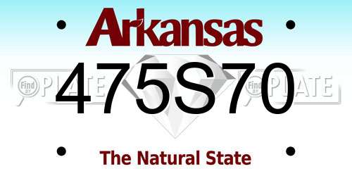 475S70 Arkansas License Plate