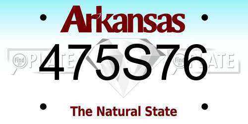 475S76 Arkansas License Plate
