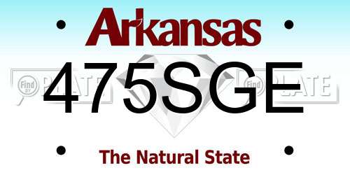 475SGE Arkansas License Plate