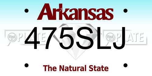 475SLJ Arkansas License Plate