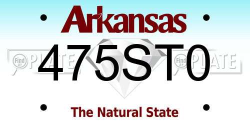 475ST0 Arkansas License Plate