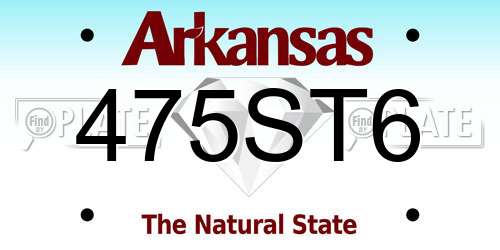 475ST6 Arkansas License Plate