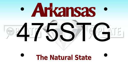 475STG Arkansas License Plate